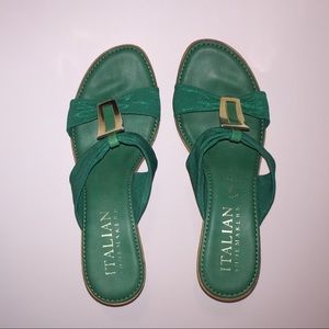 Italian Shoemakers Green Wedge Sandal